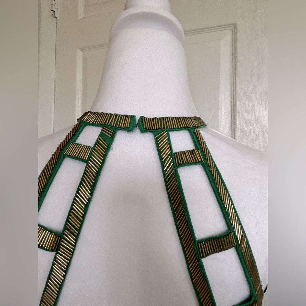 XSCAPE Green & Gold Formal Halter Gown - Picture 8 of 10